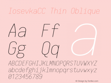 IosevkaCC Thin Oblique 1.13.0; ttfautohint (v1.6) Font Sample