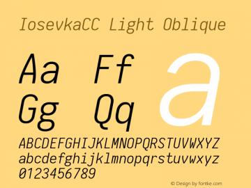 IosevkaCC Light Oblique 1.13.0; ttfautohint (v1.6) Font Sample