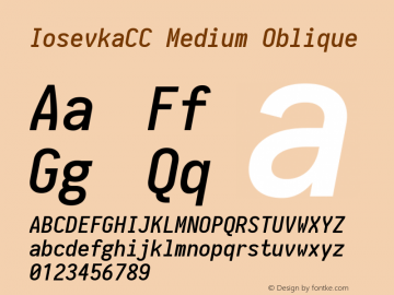 IosevkaCC Medium Oblique 1.13.0; ttfautohint (v1.6) Font Sample
