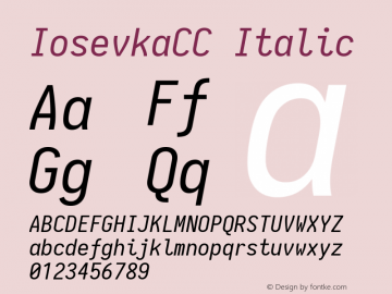 IosevkaCC Italic 1.13.0; ttfautohint (v1.6) Font Sample