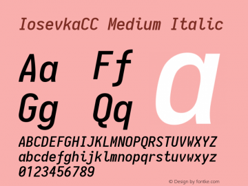 IosevkaCC Medium Italic 1.13.0; ttfautohint (v1.6) Font Sample