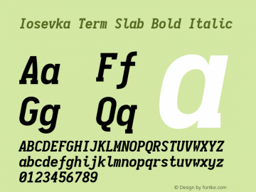 Iosevka Term Slab Bold Italic 1.13.0; ttfautohint (v1.6)图片样张