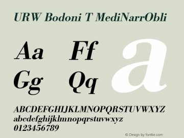 URW Bodoni T MediNarrObli Version 001.005 Font Sample