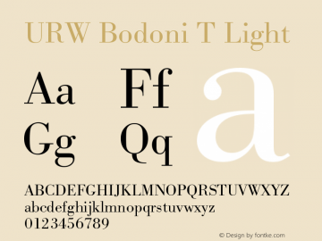 URW Bodoni T Light Version 001.005 Font Sample