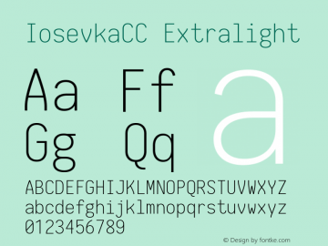 IosevkaCC Extralight 1.13.0; ttfautohint (v1.6) Font Sample