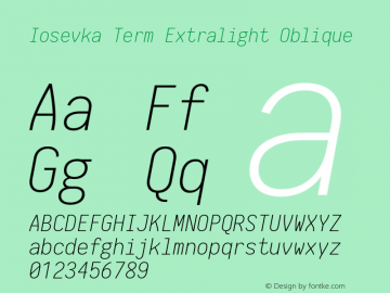 Iosevka Term Extralight Oblique 1.13.0; ttfautohint (v1.6)图片样张