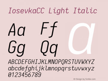 IosevkaCC Light Italic 1.13.0; ttfautohint (v1.6) Font Sample