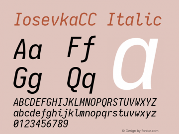 IosevkaCC Italic 1.13.0; ttfautohint (v1.6) Font Sample