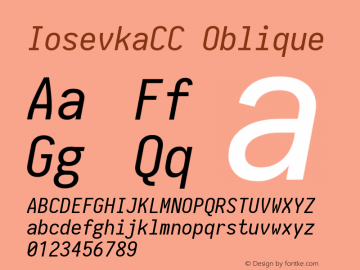 IosevkaCC Oblique 1.13.0; ttfautohint (v1.6) Font Sample