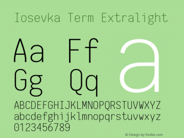 Iosevka Term Extralight 1.13.0; ttfautohint (v1.6)图片样张