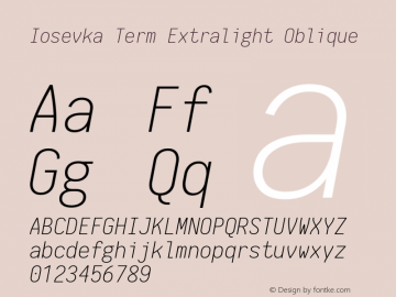 Iosevka Term Extralight Oblique 1.13.0; ttfautohint (v1.6)图片样张