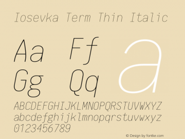 Iosevka Term Thin Italic 1.13.0; ttfautohint (v1.6)图片样张