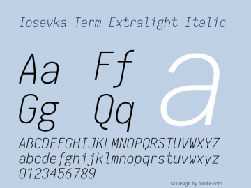 Iosevka Term Extralight Italic 1.13.0; ttfautohint (v1.6)图片样张