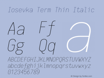 Iosevka Term Thin Italic 1.13.0; ttfautohint (v1.6)图片样张