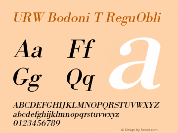 URW Bodoni T ReguObli Version 001.005 Font Sample