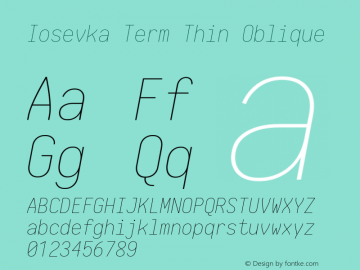 Iosevka Term Thin Oblique 1.13.0; ttfautohint (v1.6)图片样张