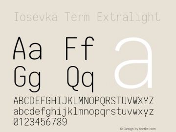 Iosevka Term Extralight 1.13.0; ttfautohint (v1.6)图片样张