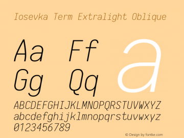 Iosevka Term Extralight Oblique 1.13.0; ttfautohint (v1.6)图片样张