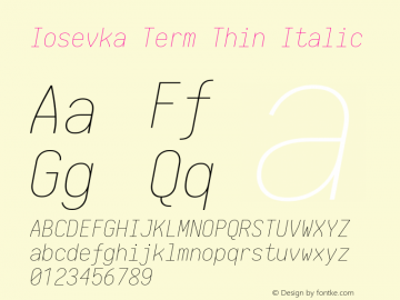 Iosevka Term Thin Italic 1.13.0; ttfautohint (v1.6)图片样张