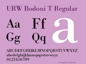 URW Bodoni T Regular Version 001.005 Font Sample