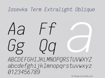 Iosevka Term Extralight Oblique 1.13.0; ttfautohint (v1.6)图片样张