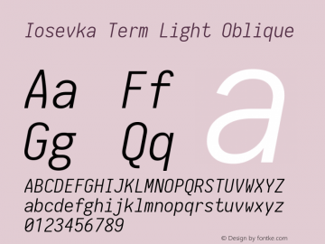 Iosevka Term Light Oblique 1.13.0; ttfautohint (v1.6)图片样张