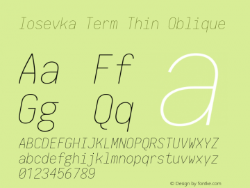 Iosevka Term Thin Oblique 1.13.0; ttfautohint (v1.6)图片样张