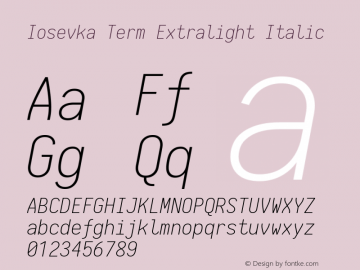 Iosevka Term Extralight Italic 1.13.0; ttfautohint (v1.6)图片样张