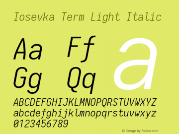 Iosevka Term Light Italic 1.13.0; ttfautohint (v1.6)图片样张