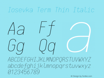 Iosevka Term Thin Italic 1.13.0; ttfautohint (v1.6)图片样张