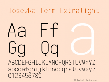 Iosevka Term Extralight 1.13.0; ttfautohint (v1.6)图片样张