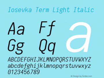 Iosevka Term Light Italic 1.13.0; ttfautohint (v1.6)图片样张