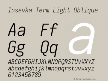 Iosevka Term Light Oblique 1.13.0; ttfautohint (v1.6)图片样张