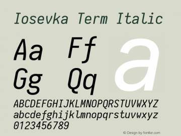 Iosevka Term Italic 1.13.0; ttfautohint (v1.6)图片样张