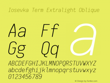 Iosevka Term Extralight Oblique 1.13.0; ttfautohint (v1.6)图片样张