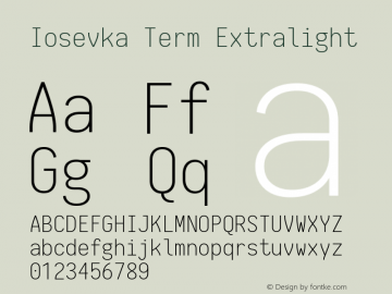 Iosevka Term Extralight 1.13.0; ttfautohint (v1.6)图片样张