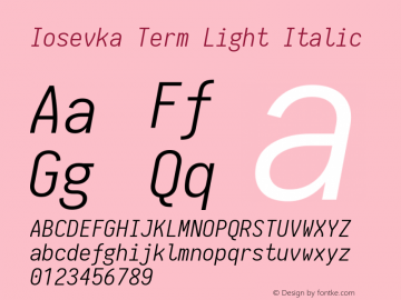 Iosevka Term Light Italic 1.13.0; ttfautohint (v1.6)图片样张