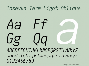 Iosevka Term Light Oblique 1.13.0; ttfautohint (v1.6)图片样张