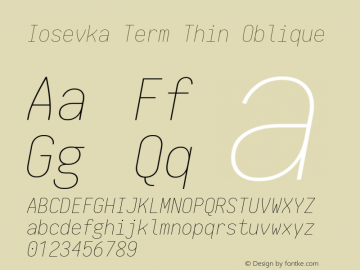 Iosevka Term Thin Oblique 1.13.0; ttfautohint (v1.6)图片样张