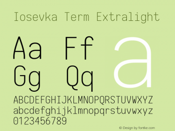 Iosevka Term Extralight 1.13.0; ttfautohint (v1.6)图片样张