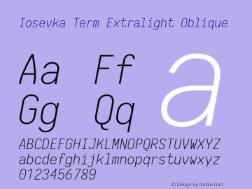 Iosevka Term Extralight Oblique 1.13.0; ttfautohint (v1.6)图片样张