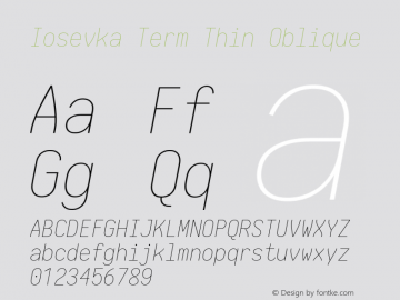 Iosevka Term Thin Oblique 1.13.0; ttfautohint (v1.6)图片样张