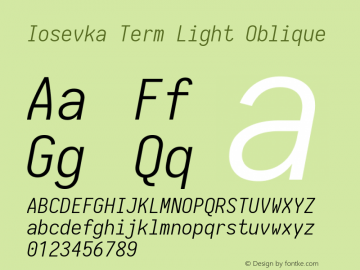 Iosevka Term Light Oblique 1.13.0; ttfautohint (v1.6)图片样张