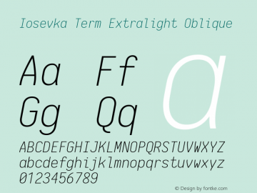 Iosevka Term Extralight Oblique 1.13.0; ttfautohint (v1.6)图片样张