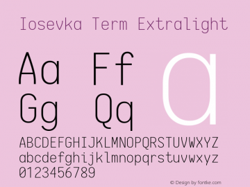 Iosevka Term Extralight 1.13.0; ttfautohint (v1.6)图片样张