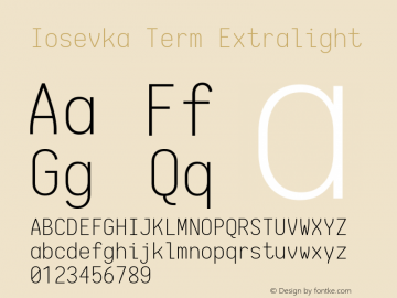 Iosevka Term Extralight 1.13.0; ttfautohint (v1.6)图片样张