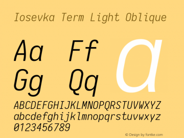 Iosevka Term Light Oblique 1.13.0; ttfautohint (v1.6)图片样张