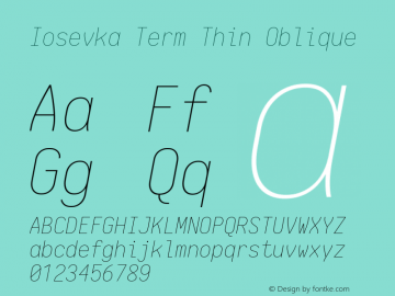 Iosevka Term Thin Oblique 1.13.0; ttfautohint (v1.6)图片样张