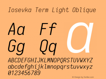 Iosevka Term Light Oblique 1.13.0; ttfautohint (v1.6)图片样张