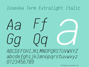 Iosevka Term Extralight Italic 1.13.0; ttfautohint (v1.6)图片样张